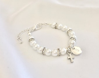 Baptism gifts bracelet with extender girl catholic gift first communion gift girl first communion bracelet goddaughter gift bracelet