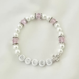 Pink First Communion bracelet name First Communion gift girl goddaughter bracelet goddaughter gift baptism gift confirmation gift June