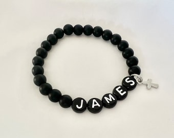 Boy First Communion natural stone bracelet name First Communion gift boy godson bracelet boy godson gift baptism gift confirmation gift boy