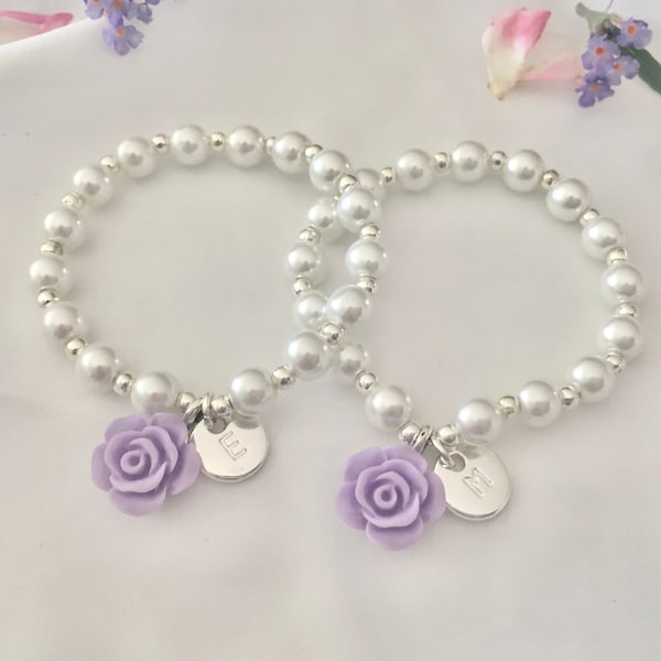 Lavender wedding lavender bracelet lavender flower girl gift little girl bracelet little girl lavender birthday gift purple baby shower gift