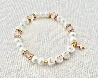 Pink First Communion bracelet name First Communion gift girl goddaughter bracelet goddaughter gift baptism gift confirmation gift June