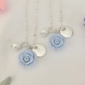 Light blue flower girl necklace sky blue flower girl gift toddler flower girl necklace little girl first birthday photoshoot props baby