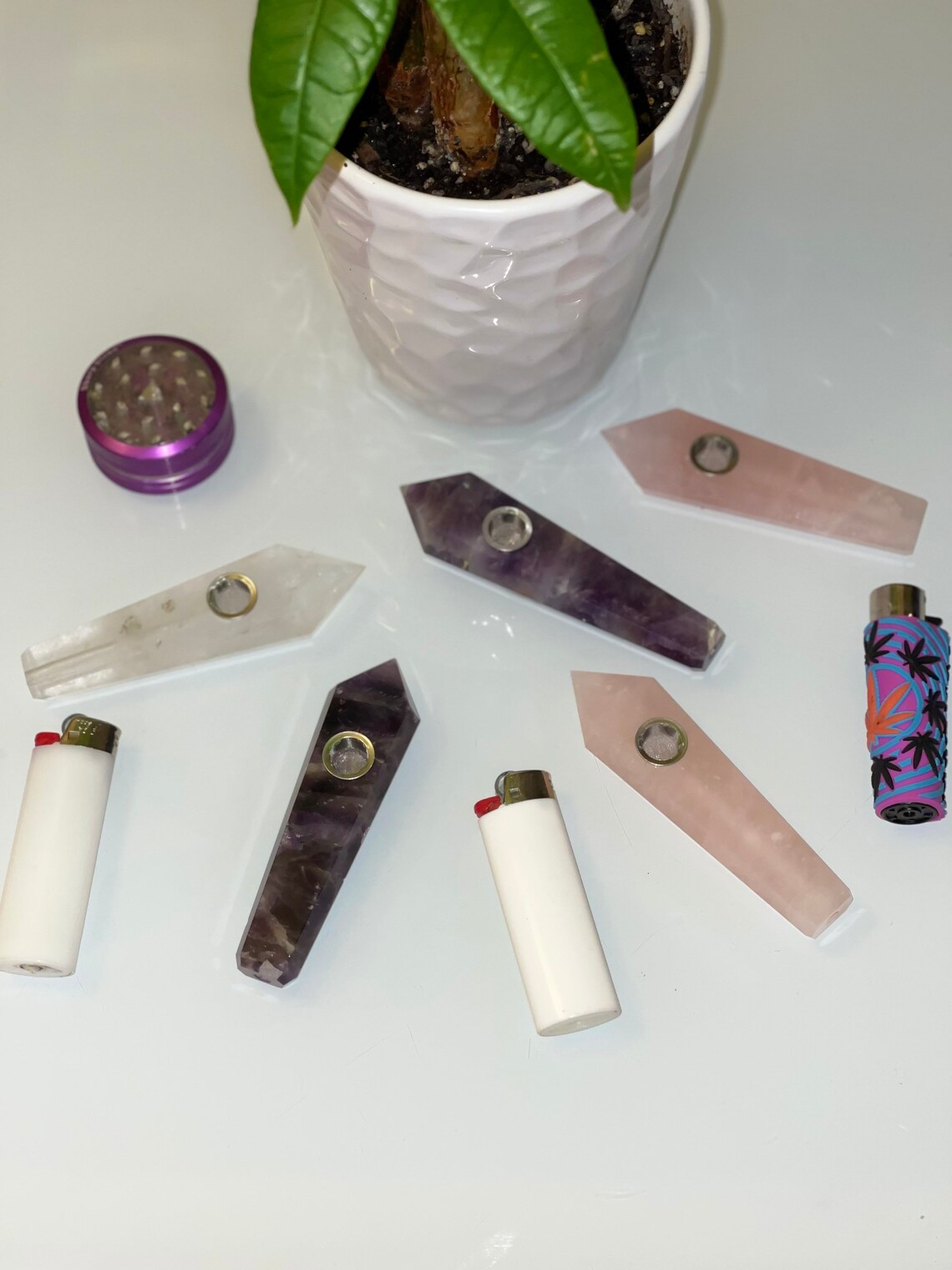 RAW Quartz Crystal Smoking Pipes Etsy