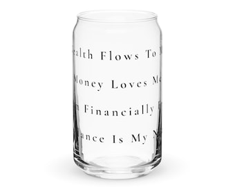 Wealth Affirmation Glass | Manifestation Drinkware, Abundance Mindset Cup