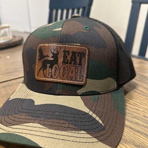 Herren Baseballkappe "EAT LOCAL", Hirschjagd, Entenjagd, Jäger, Herrenmütze, Tarnfarbe