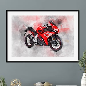 Custom Motorcycle Print Painting, Gifts For Motorbike Lovers, Illustrate My Bike, Bike Illustration, Bike Portrait, Birthday Present