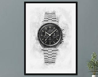 Omega Moonwatch Watch Art Print Poster, Gift for Watch Lover, Omega Speedmaster, Gift for Omega Watch Lover, Watch Enthusiast