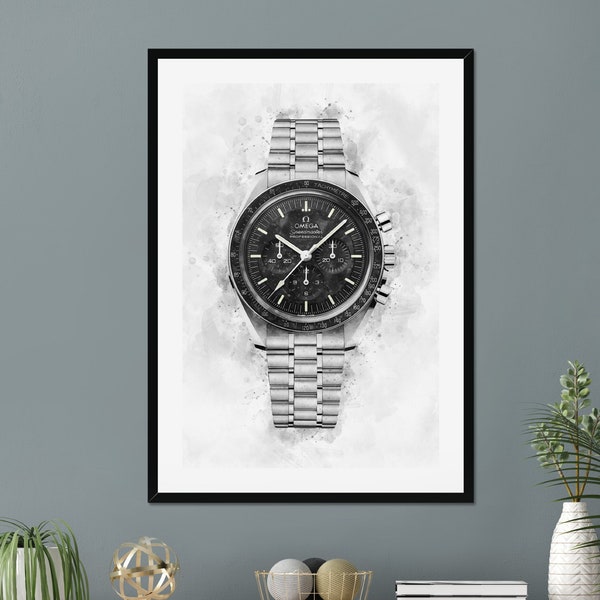 Omega Moonwatch Watch Art Print Poster, Gift for Watch Lover, Omega Speedmaster, Gift for Omega Watch Lover, Watch Enthusiast