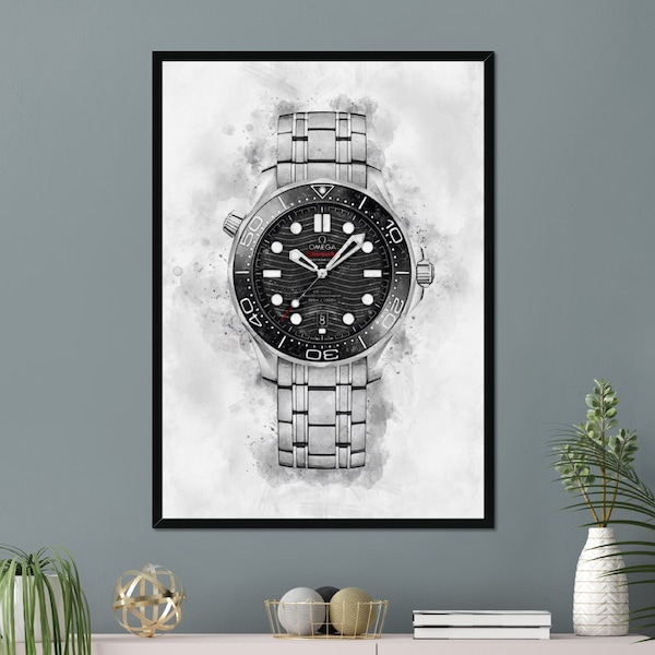 Omega Seamaster Diver 300m Watch Art Print Poster, Gift for Watch Lover, Omega Seamaster, Gift for Omega Watch Lover, Watch Enthusiast