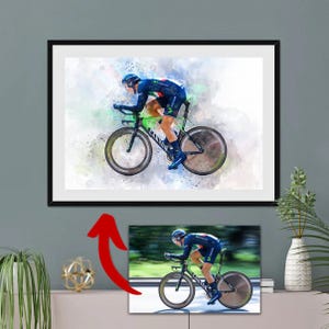 Watercolour Gift for Cyclist, Cycling Gift Idea, Cycling Gifts, Gift for Cycling Dads, Cycling Present for Him, Cycle Gift for Dad