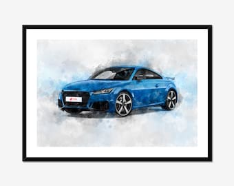 Impresión de coche estilo acuarela personalizada, arte de la foto, regalo para amantes de los coches, personalizado, regalo de San Valentín, novio, marido