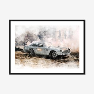 Aston Martin DB5 Art Print Poster, James Bond, No Time to Die, Wall Art, Artwork, Wall Decor