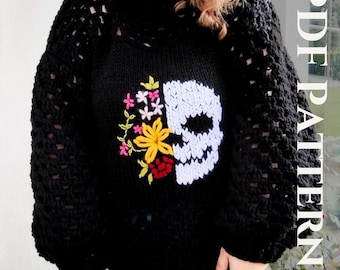 Patrón de suéter de abuela a crochet: Centro de punto bordado (Patrón PDF)