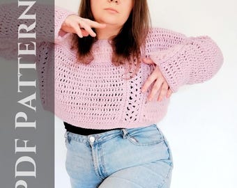 Wzór na sweterek patchworkowy szydełkowy: instrukcja wykonania na miarę w wersji cyfrowej (PDF)