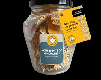 Your 50 Days Of Mindfulness Jar | Mindfulness | Relaxation | Gift For A Friend | Self care | Mental Health | 2024 Goals |