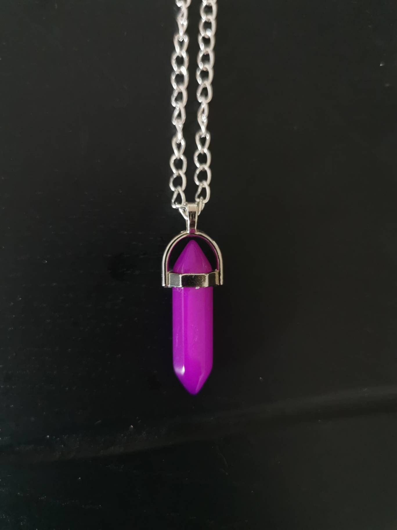 Purple pendant hexagonal pendant crystal pendant gemstone Etsy