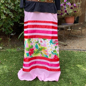 もdrawstring ribbon skirt pink Vintage 1950s Skirt Pink Cotton With Ribbons Metal Zipper 29