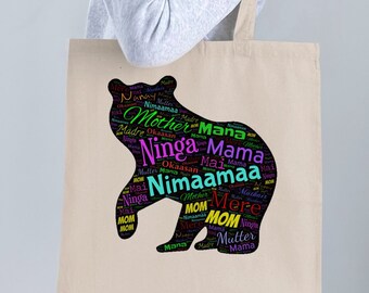 Momma Bear Nimaamaa Mother Bear Anishinaabemowin Tote bag, sac pour la fête des mères