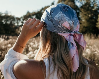 DAISY BANDANA Haarband Kopftuch Satintuch Festivalmode Reisen Accessoires Geschenke für Frauen Haaraccessoires Frisuren Geschenk Freundin