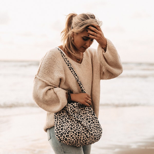Leopard fabric handbag bag handbag leopard print accessory shoulder bag shopper shopping bag gift for her