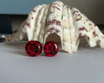 Red Rose Acrylic Single Flare Plug / Stretch