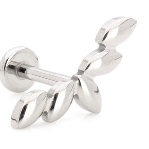 ASTM:F-136 Titanium Threadless Labret Stud With Marquise Cluster Attachment - 1.2mm - 16G