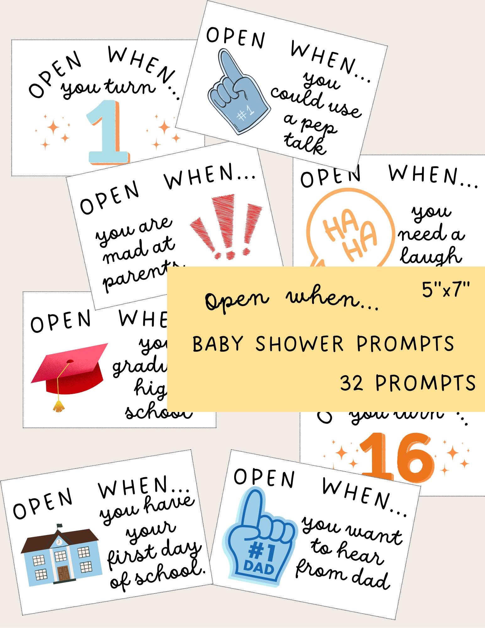 Baby Shower Open When Letter Prompts: Sentimental Keepsake Cards ...