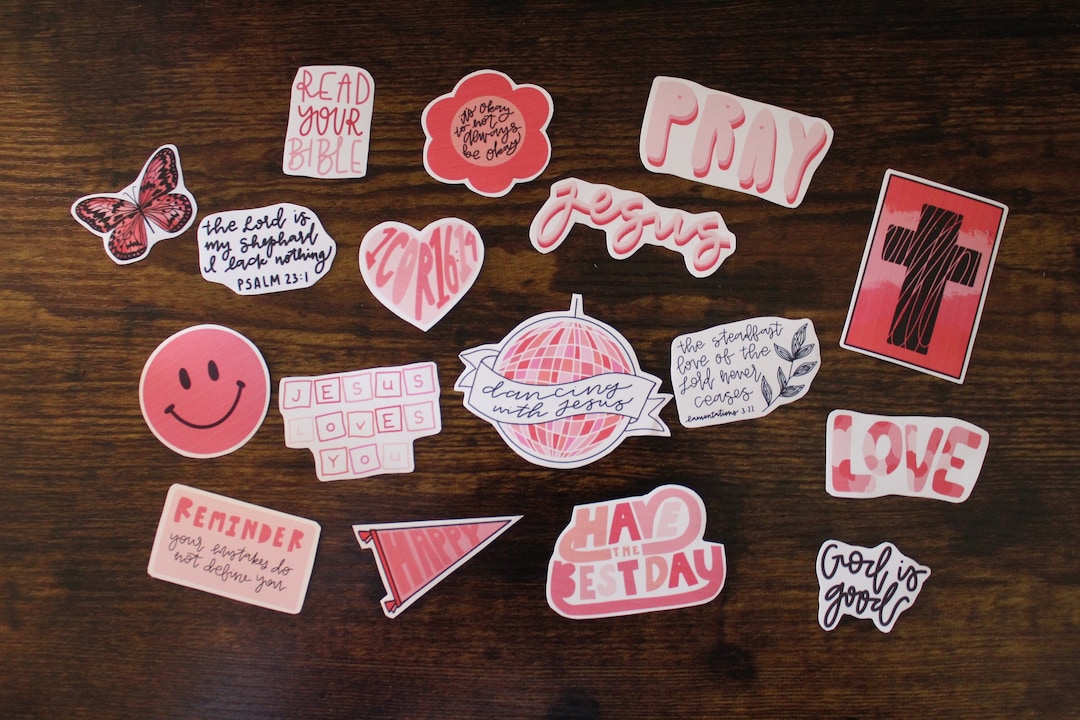 Pink & Orange Christian Sticker Pack | Bible Verse Decals - Etsy