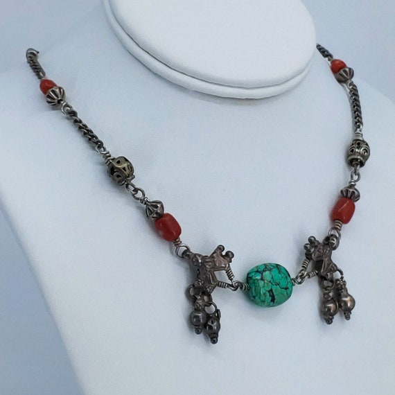 Tribal Necklace, Funky Necklace, Turquoise Neckla… - image 2