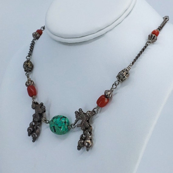 Tribal Necklace, Funky Necklace, Turquoise Neckla… - image 3