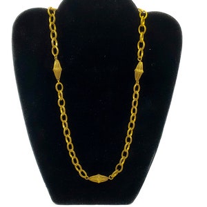 Gold Filled Chain Link Necklace Hammered Vintage