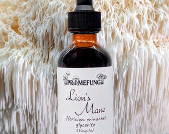 Double Extracted Lion's Mane Mushroom Extract 15ml-60ml  -tincture = Alcohol-free Glycerites