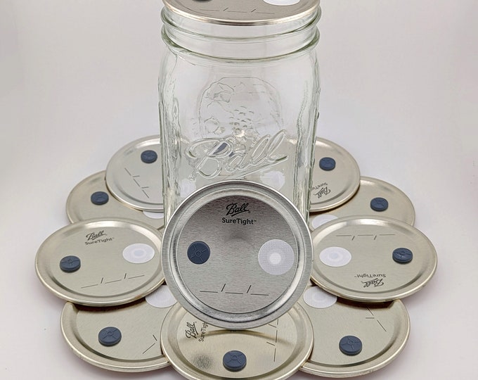 12 Wide Mouth Lids with Injection Port & 0.3μm Filter Patch, reliable high quality mushroom grain spawn lids.