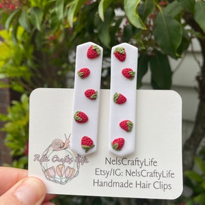 Strawberry Hair Clips | Handmade hair clips