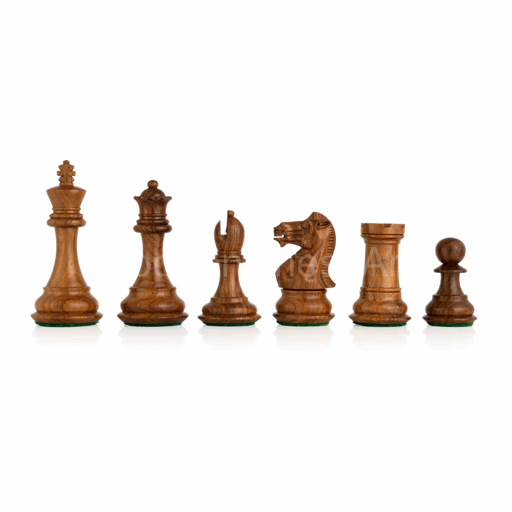 French Lardy Staunton Chess Pieces set - Weighted Golden Rose wood - 4  Queens