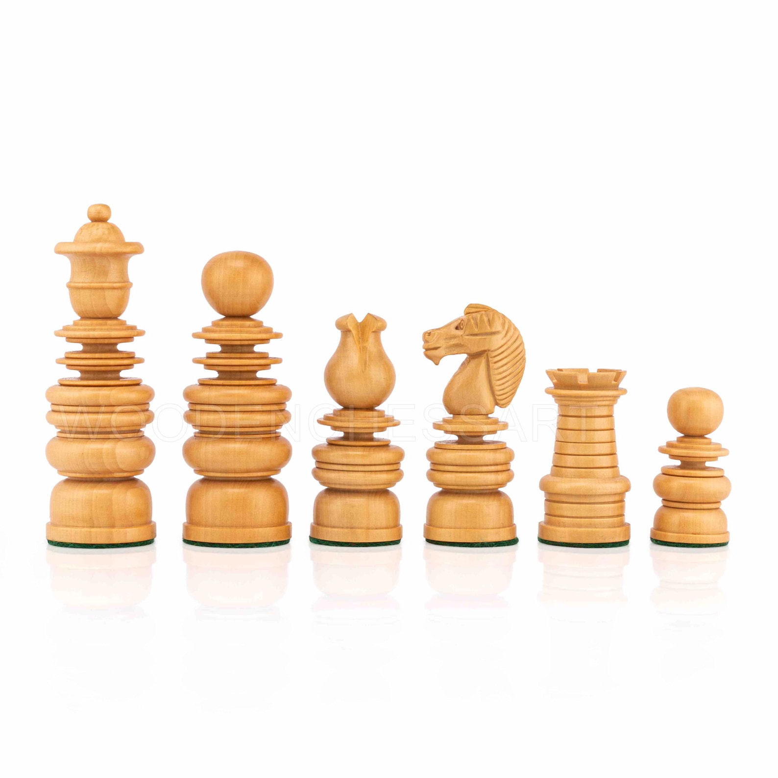 St. George Staunton Chess Pieces in Boxwood & Budrose Wood -1840’s ...