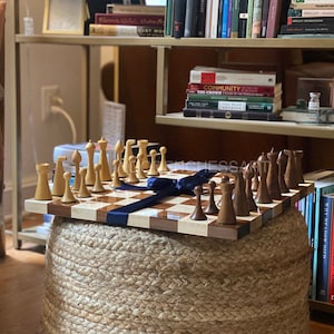 4” Herman Ohme Reproduced 1950's Minimalist Chess Pieces & 16" Chessboard Chess Set in Golden Rosewood and Maple wood - Weighted