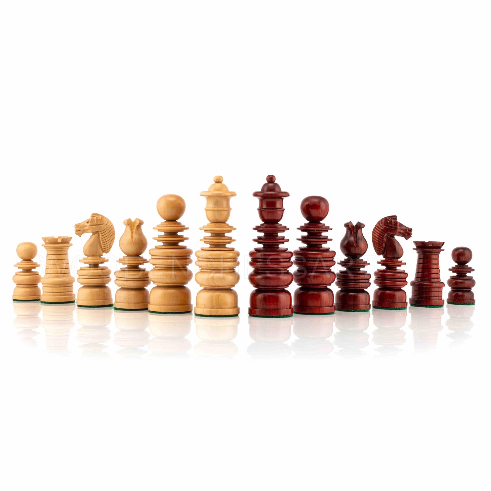St. George Staunton Chess Pieces in Boxwood & Budrose Wood -1840’s ...