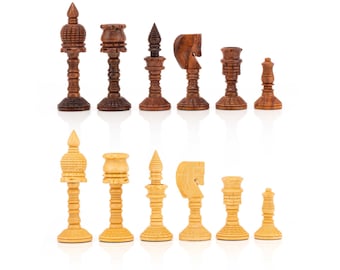 4” Wooden Hand carved Chess Pieces only - Weighted