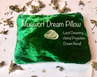 Mugwort Dream Pillow With Quartz | Remember Dreams | Magick Sleep Pillow | Lucid Dreaming | Prophetic Dreams