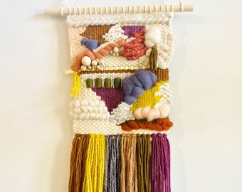 Rainbow woven wall hanging