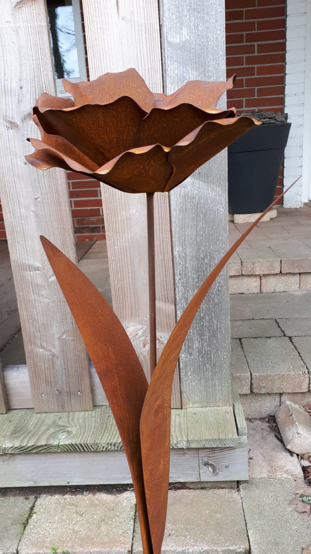Bornhöft Gartenstecker Glockenblume Aus Edelrost – 116 Cm, Metall Gartendeko
