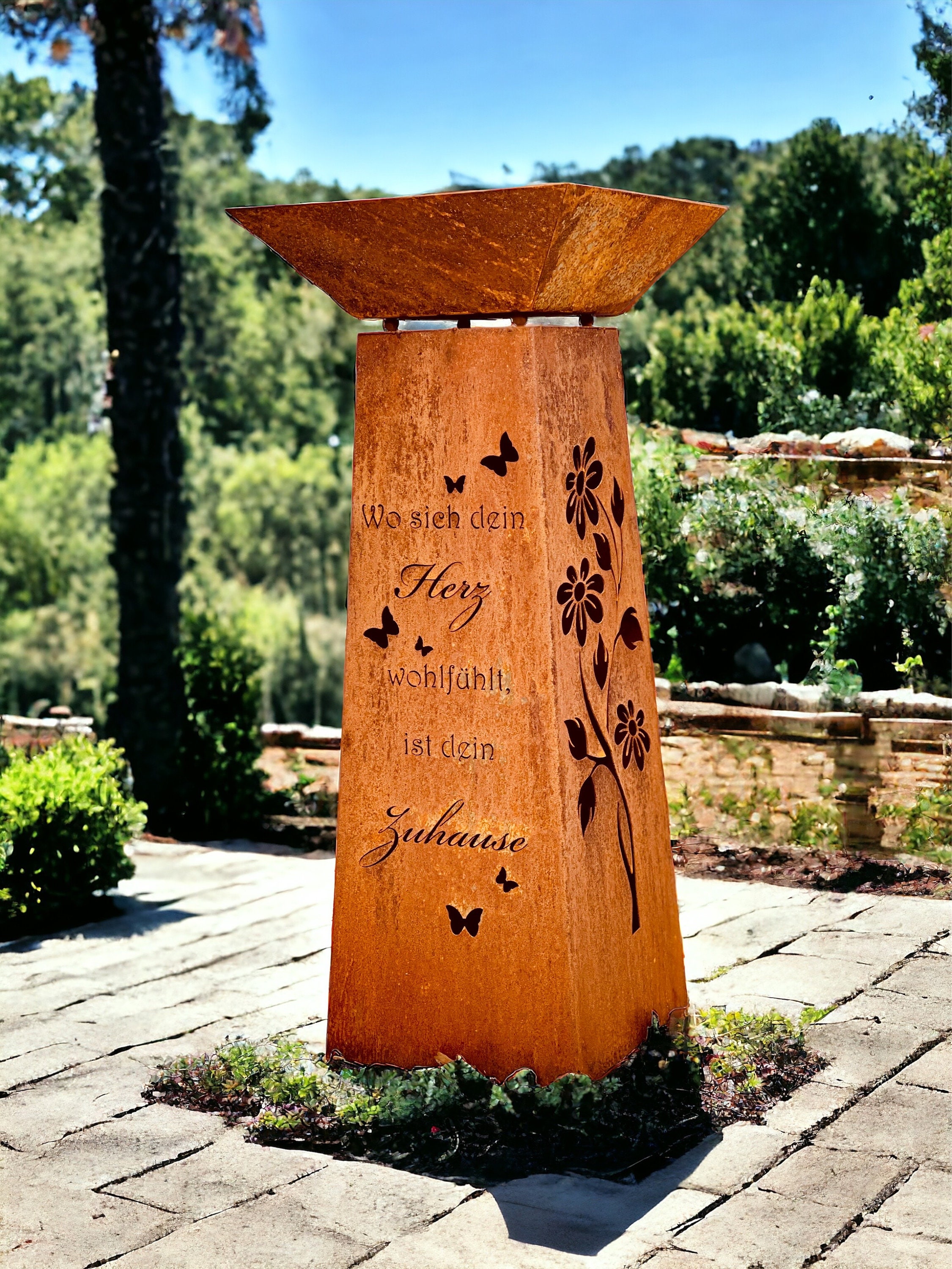 Rusty Column Rusty Column With Bowl 75 Cm – Decorative Rust Column for the Garden ...