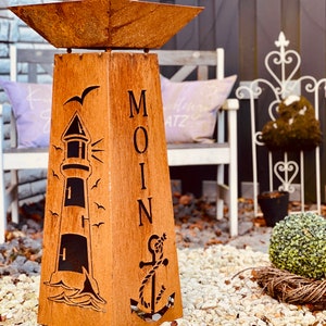 Decorative column with removable plant bowl garden decoration rust column lighthouse Moin Handmade gift idea rust column metal column by Nobly Hart.de