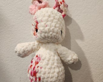 Pink & White Crochet Bunny Stuffed Animal, Easter Gift