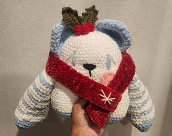 Holly Huggie Bear, Christmas Plush Toy with Scarf