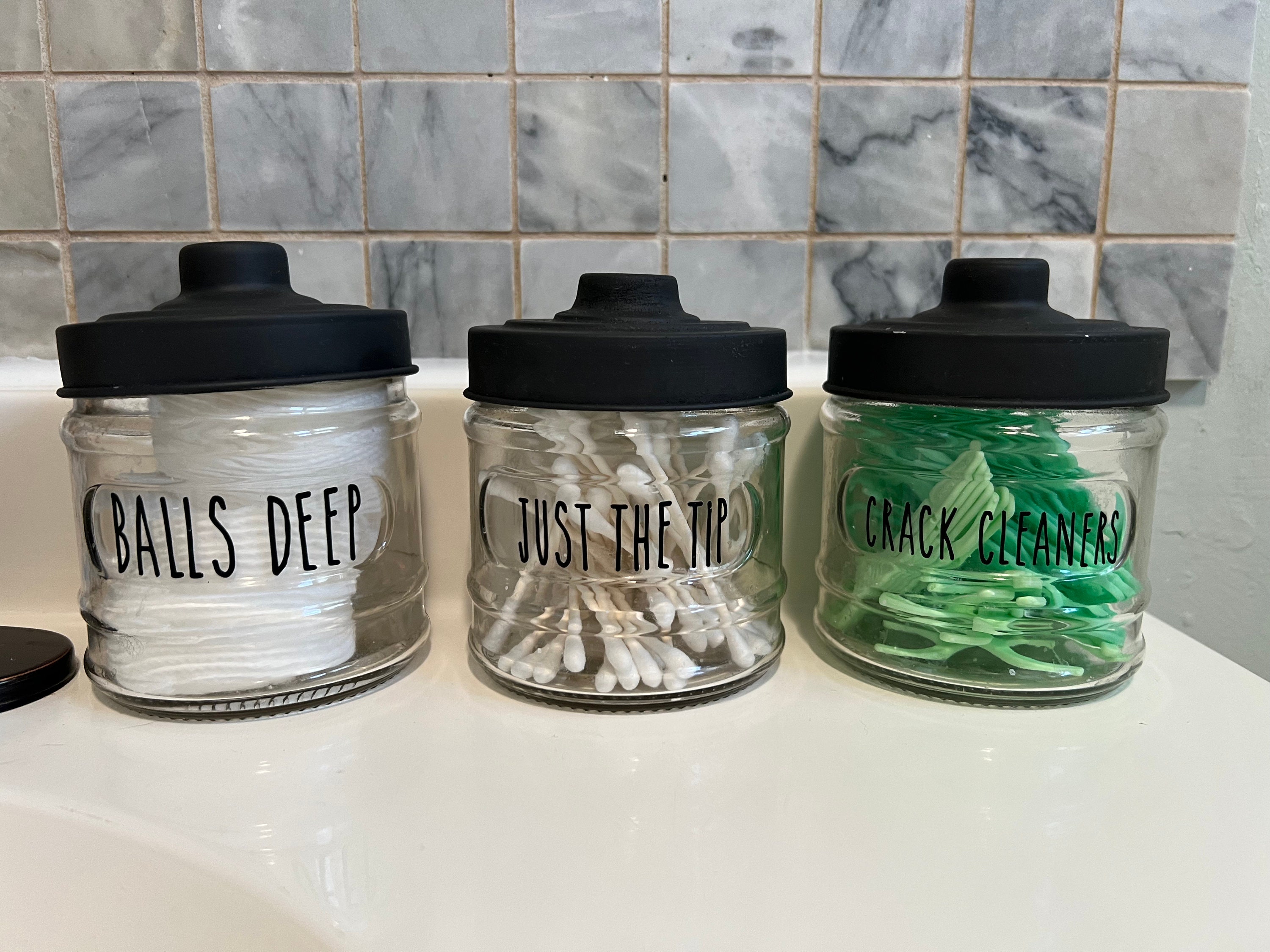 Bathroom Apothecary Glass Label Jar 