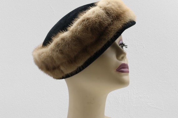 Vintage French 1940's mink and Felted Fur Velour … - image 1