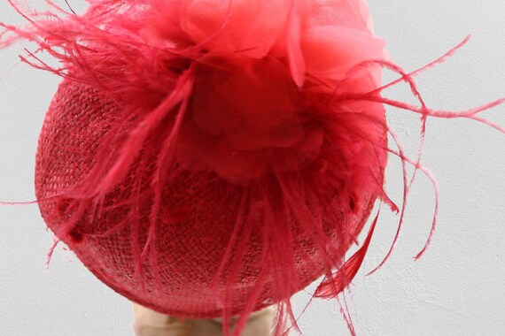 Vintage Ladies Liz Claiborne Red Fascinator Hat - image 6