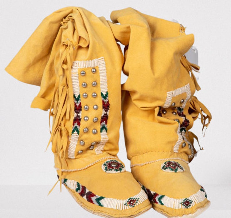 Native American Kneehigh Moccasins Sz 7 Women's Etsy